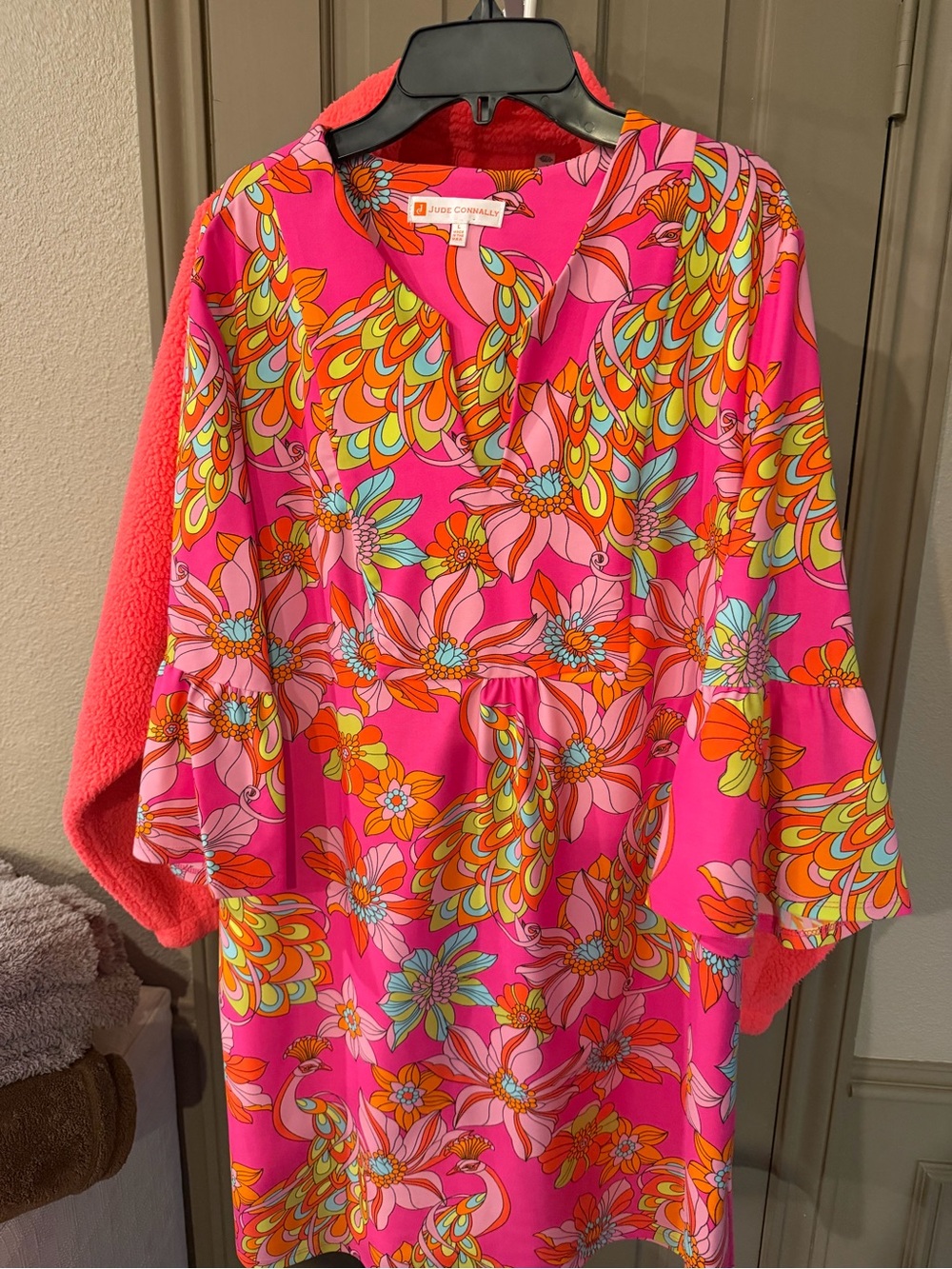 Jude Connally Hot Pink Multicolor Floral Shift Dress